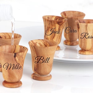 Handmade Tunisian Olive Wood Shot Glasses - Set of 6
