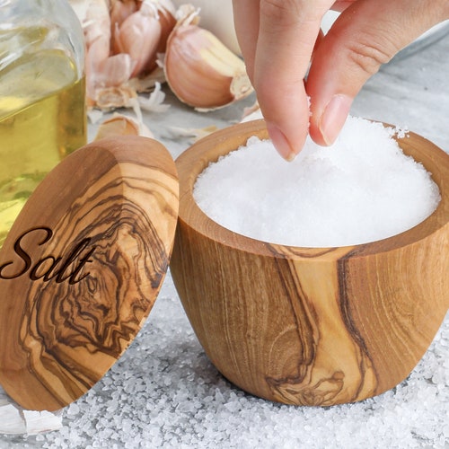 Olive Wood Salt Keeper/cellar Etsy
