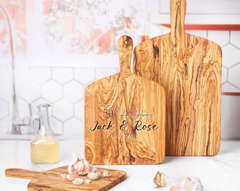 Handmade Olive Wood Cutting Boards, Rustic Serving Tray (Free Personalization)