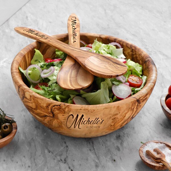 Wooden Salad Bowl Etsy