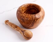 Large Olive Wood Mortar and Pestle of 6.3 quot - Enjoy the Wood - Antique Mortar and Pestle ( Free ArtisRaw Wood Beeswax)