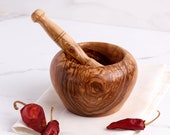 Mortar and Pestle made of Tunisian Olive Wood with 3 different sizes ( Free ArtisRaw Wood Beeswax)