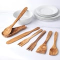 Olive Wood Utensil Set: Wooden Spoons, Spatula, Salad Servers & Spoon Rest +GIFT Beeswax kit product logo