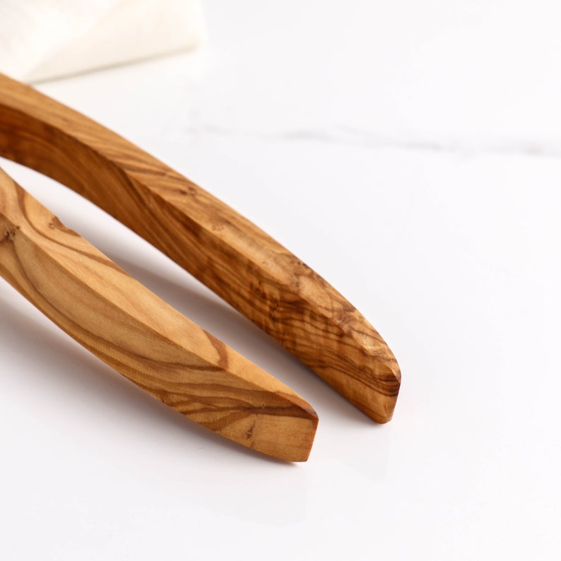 Olive wood salad tongs Wood toast tongs Bread Tongs Free Etsy