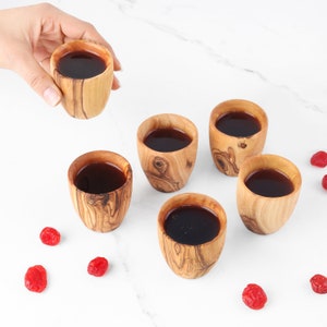 Personalized Olive Wood Shot Glasses: Small Wooden Cups
