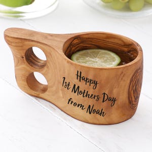 First Mothers Day / 1st Mothers Day Gifts / Set of 2 Kuksa Cup Handmade from Olive Wood / Personalized Mom Mug (FREE Wood Conditioner)