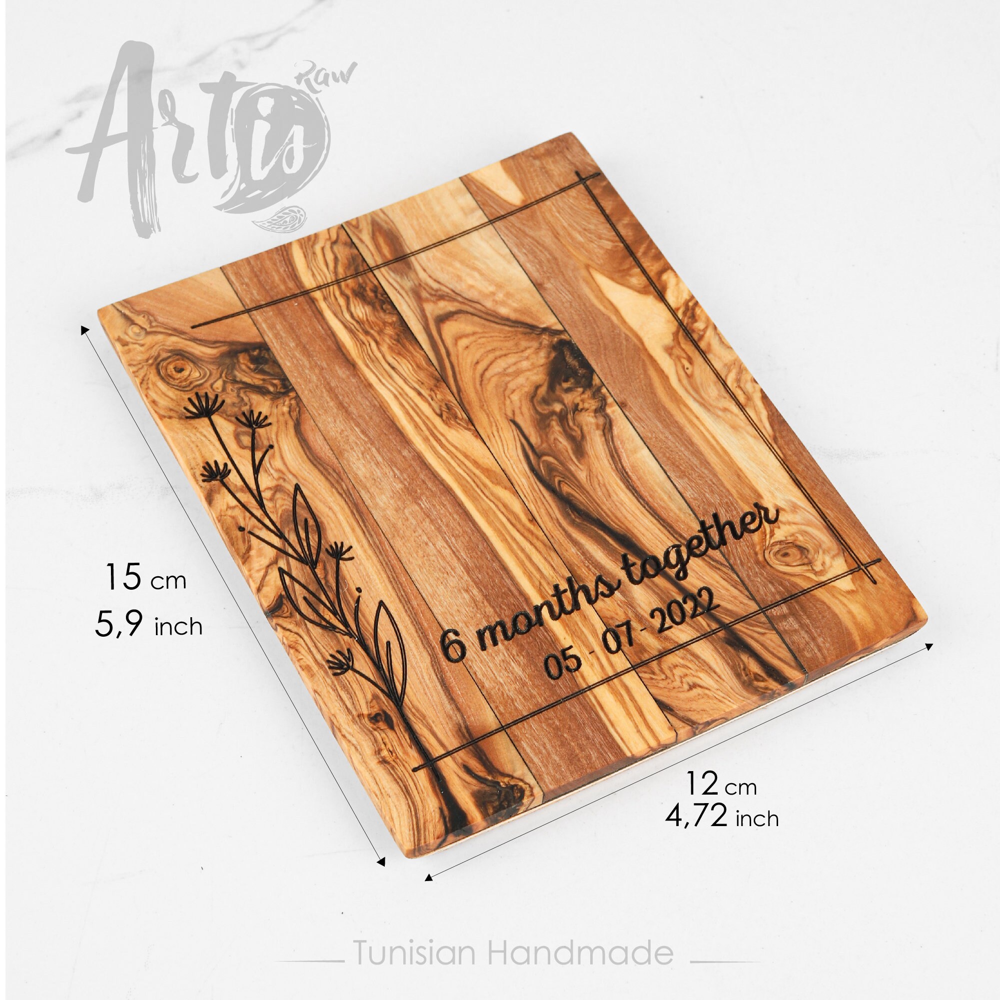 6 Month Anniversary Gift for Boyfriend, Girlfriend/ Dating Anniversary/  Custom Picture Frame Handmade From Olive Wood 