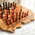 Olive Wood Chess Set with Rough Edges, Wooden Chess Board Handmade, Unique Chess Gifts for Him +FREE Personalization & Wood Finish