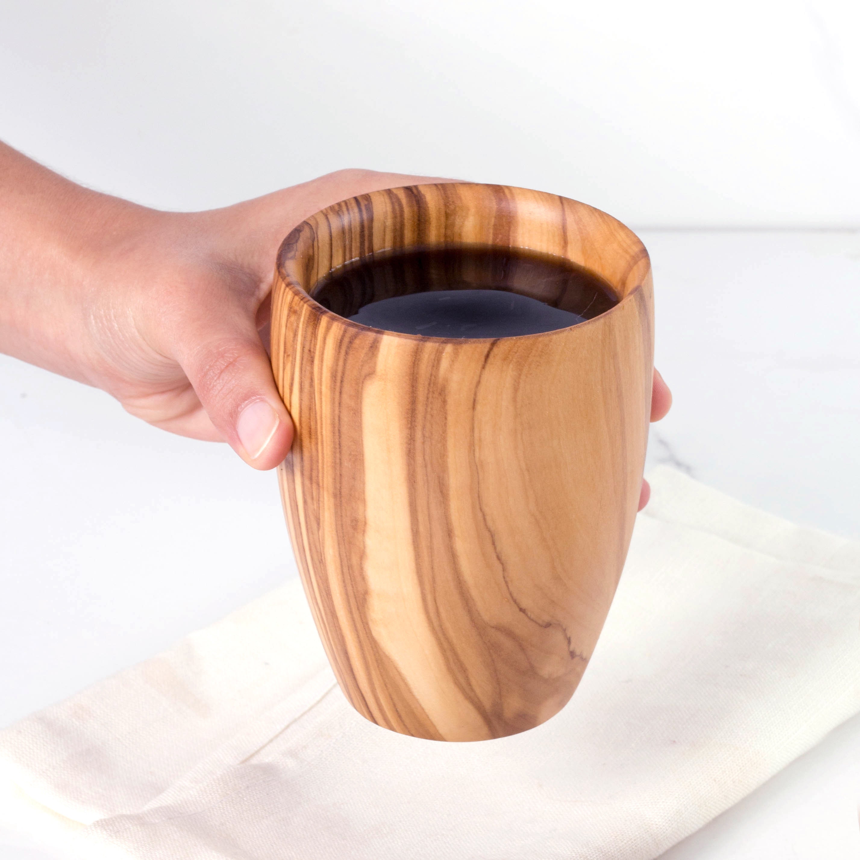 Olive Wooden Mugs set of 2 Eco Wooden Cup Set for Warm & 