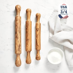 Olive Wood Rolling Pin for Bakery & Pastry, Handmade Wooden Rolling Pins