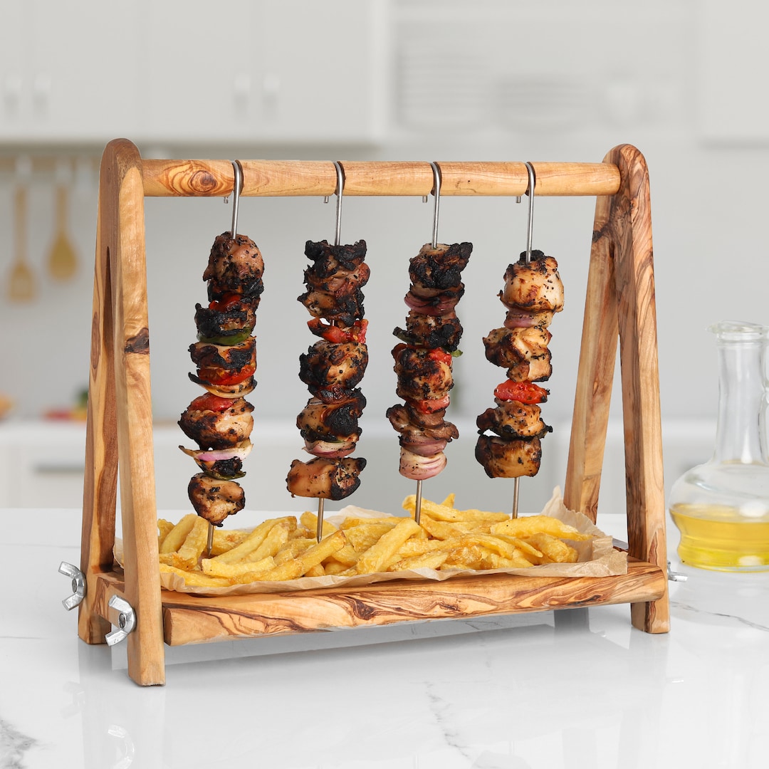 Espetada Skewer Stand Handmade From Olive Wood Wooden Etsy