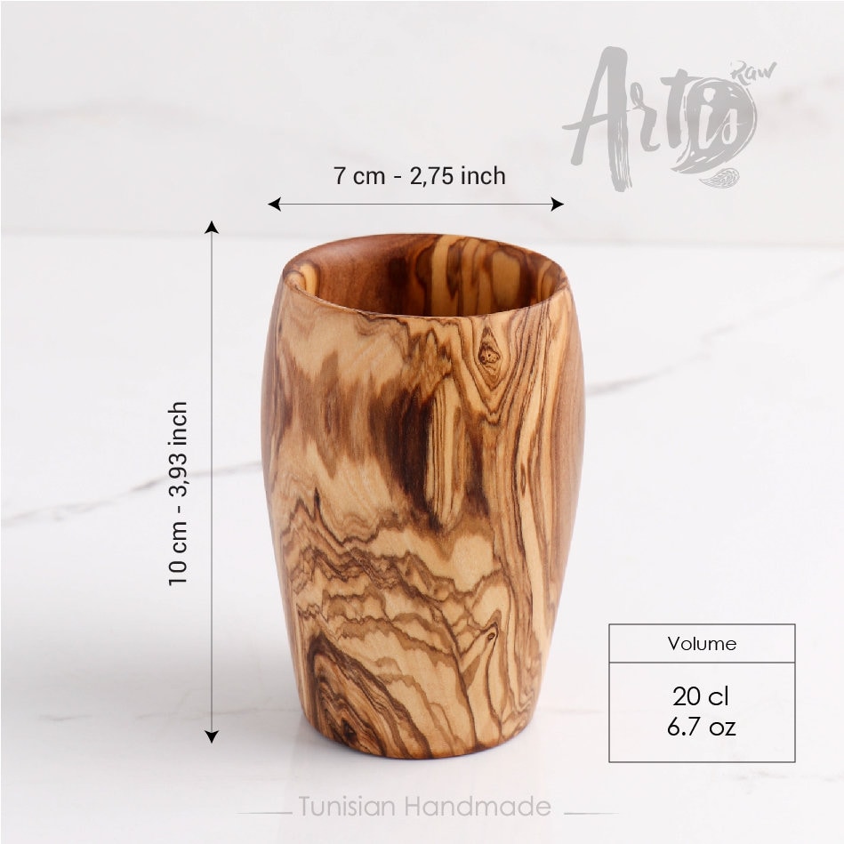 Handcrafted Olive Wood Cups Wooden Mugs for Warm/cold Beverages