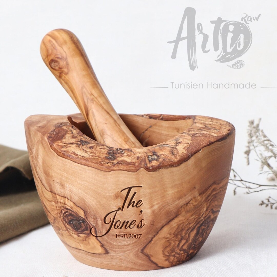 Mortar and Pestle Set, Wooden Seasoning Crusher, Manual Grinder