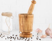 Wooden Mortar and Pestle Mortar and Pestle handmade from Olive Wood ( free organic wood conditioner)