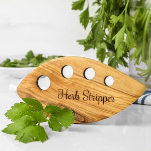 Herb Stripper Tool Handmade Olive Wood - Wooden Herb Stripper Kitchen Gadget for Cooking, Chef Gifts, Kitchen Gifts +FREE Personalization