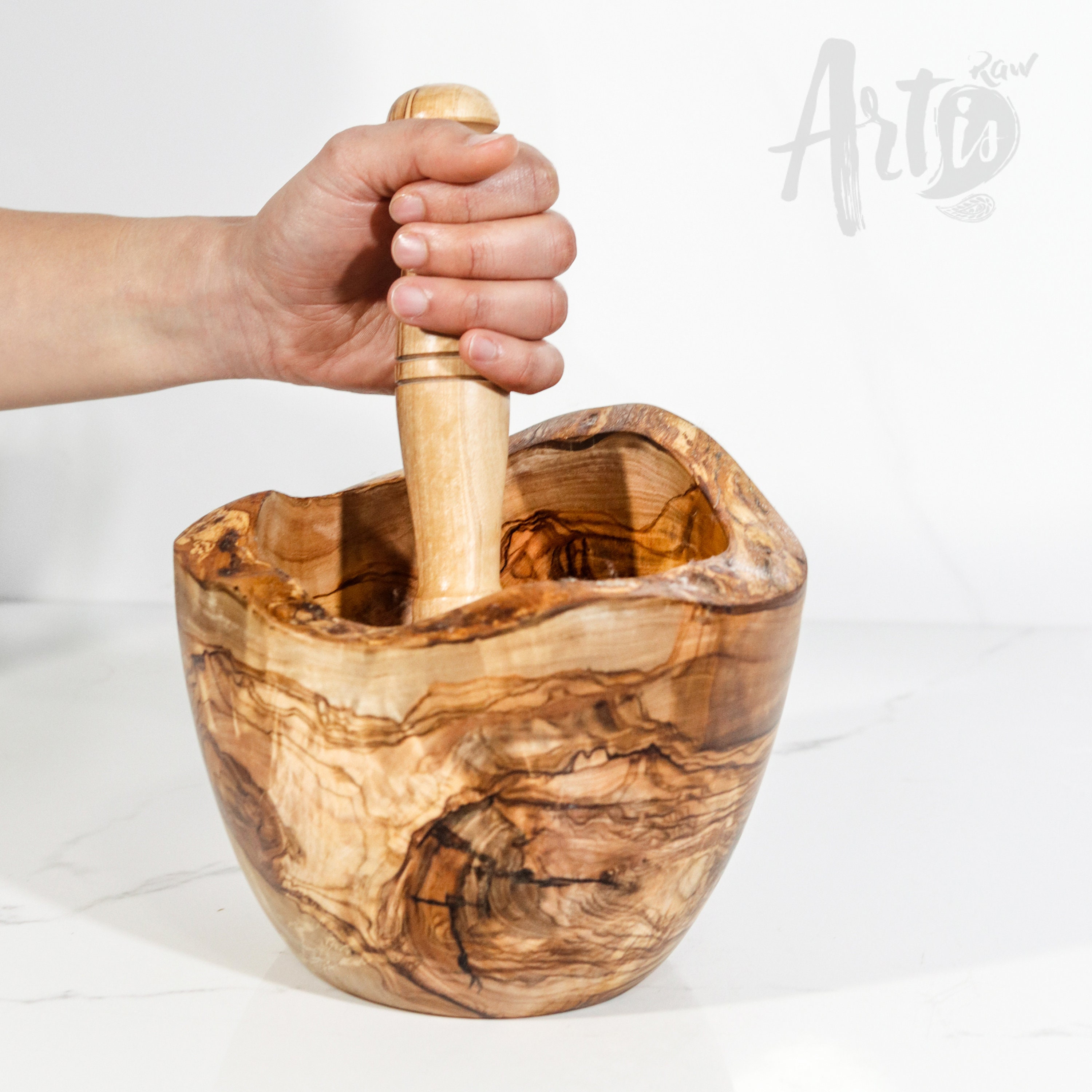 Wooden Mortar & Pestle Set –