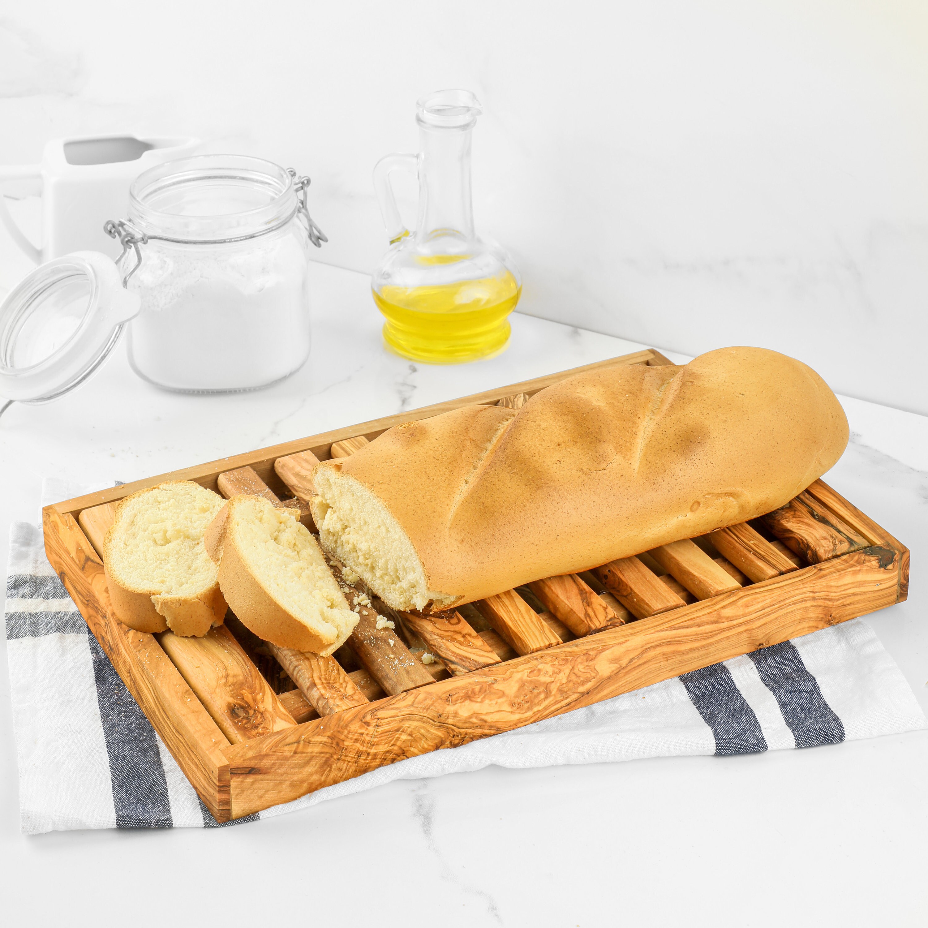 Bamboo Foldable Bread Slicer with Crumb Catcher Tray