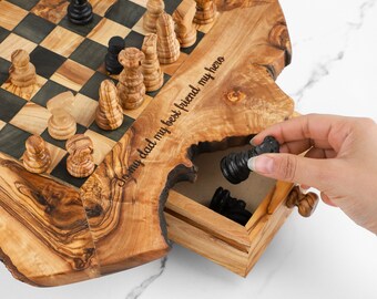 Custom Natural edge Olive Wood Chess Board by TunisiaBazaar on DeviantArt