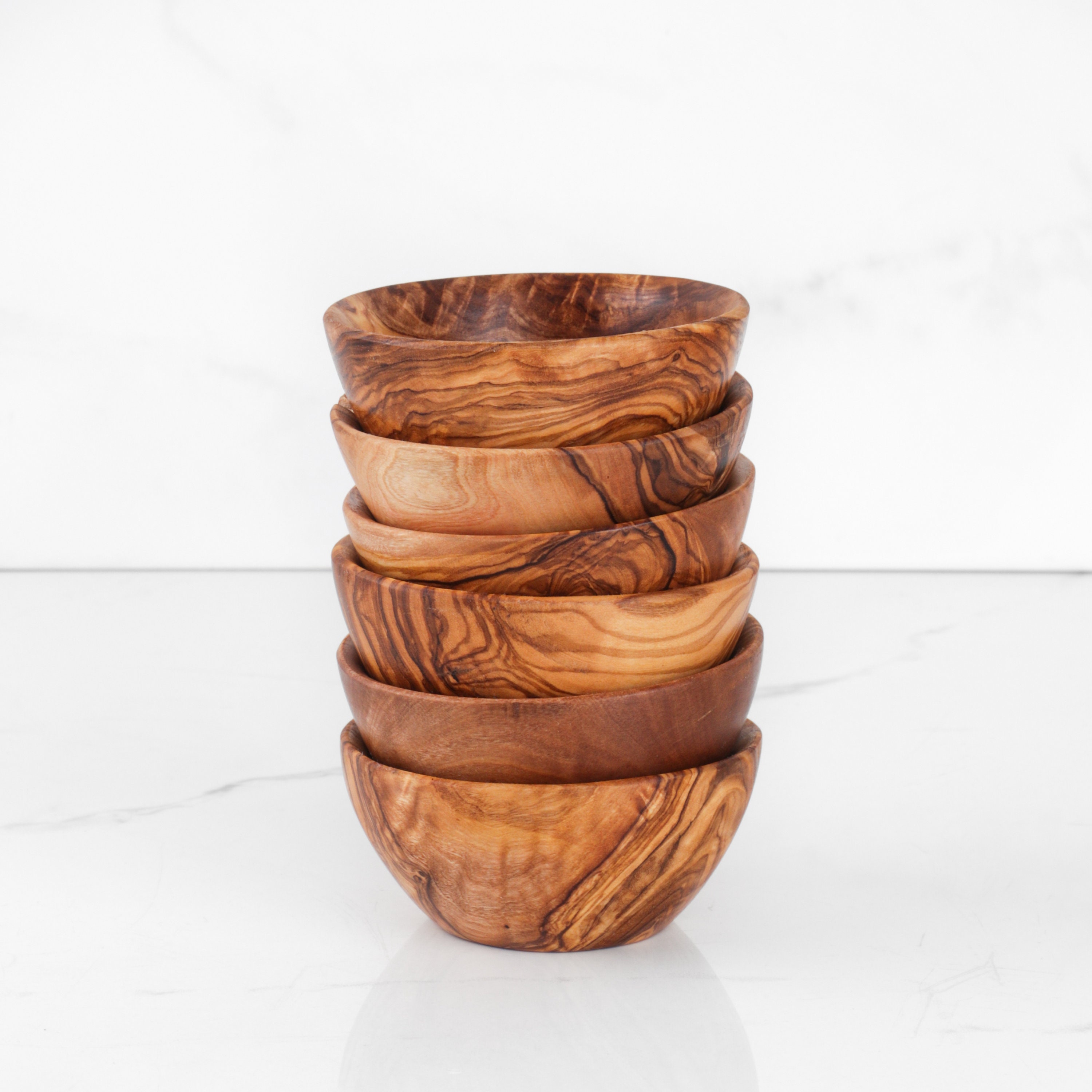 手作りチュニジア産オリーブウッドボウルセット：小さなディッピング