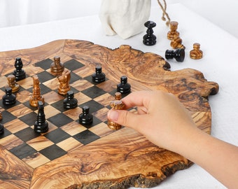 Custom Natural edge Olive Wood Chess Board by TunisiaBazaar on DeviantArt