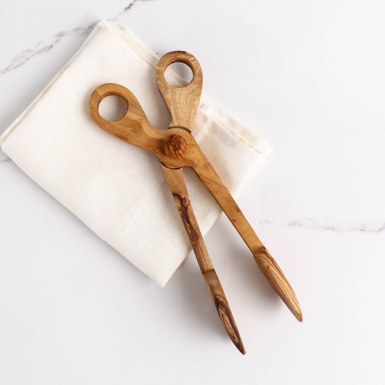 Olive Wood Toast Tongs Bread Tongs Wooden Salad Tongs Etsy