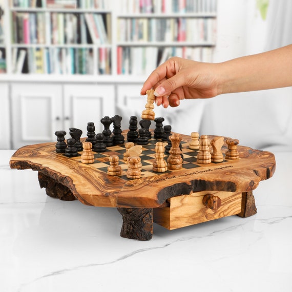 Olive Wood Handmade Chess Set (Available in 2 Sizes)