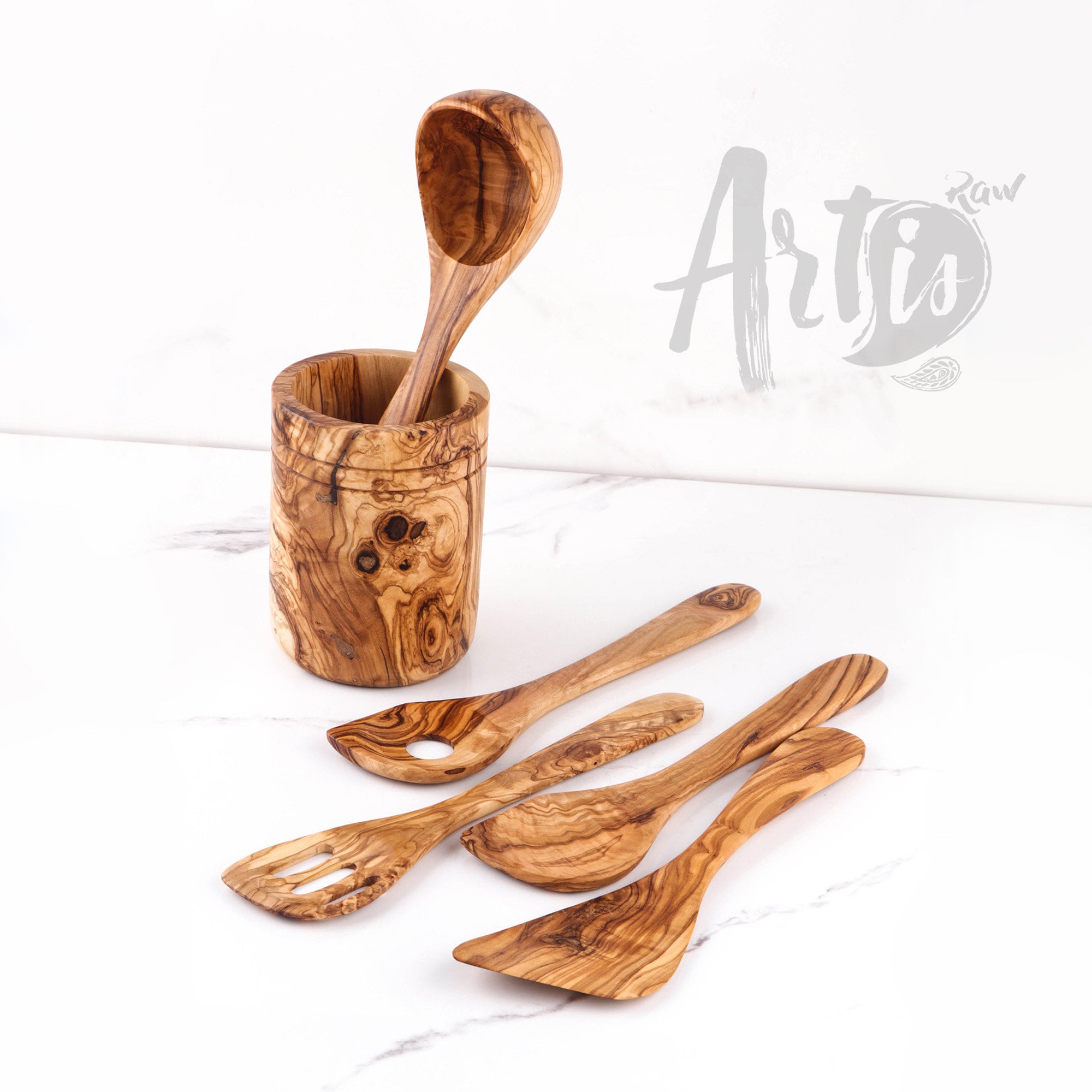 Juego de utensilios de cocina de espátula de madera de 5 piezas, utensilios  de cocina de madera