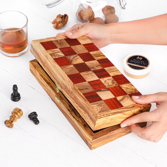 Magnetic Wooden Chess Board Set with Manual for Adults Kids 15 Inch Chess  Puzzle with Handmade Pieces, Folding Portable Travel Unique Chess Game for