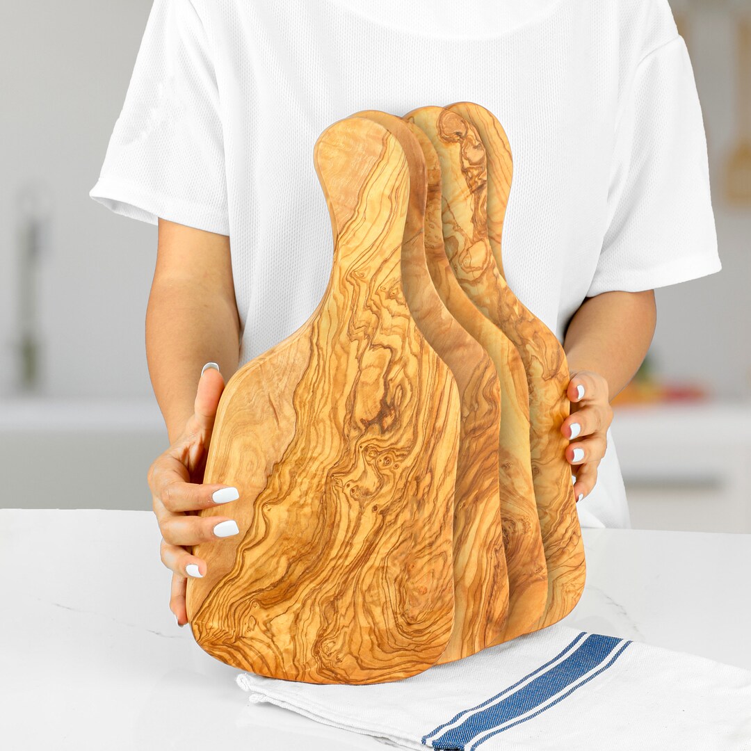 Bulk Cutting Boards With Handles Handmade From Olive Wood, Wooden Chopping Boards Set FREE