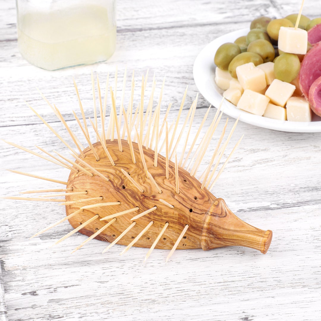 Wooden Hedgehog Toothpick Holder Handmade From Olive Wood / Toothpick