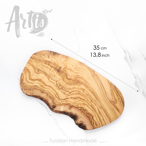 Rustic Cutting Board, Serving Cheese Board Handmade From Tunisian Olive Wood  free Personalization & Organic Wood Conditioner 