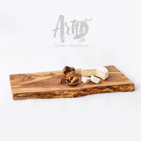 Rustic Cutting Board, Serving Cheese Board Handmade From Tunisian Olive Wood  free Personalization & Organic Wood Conditioner 