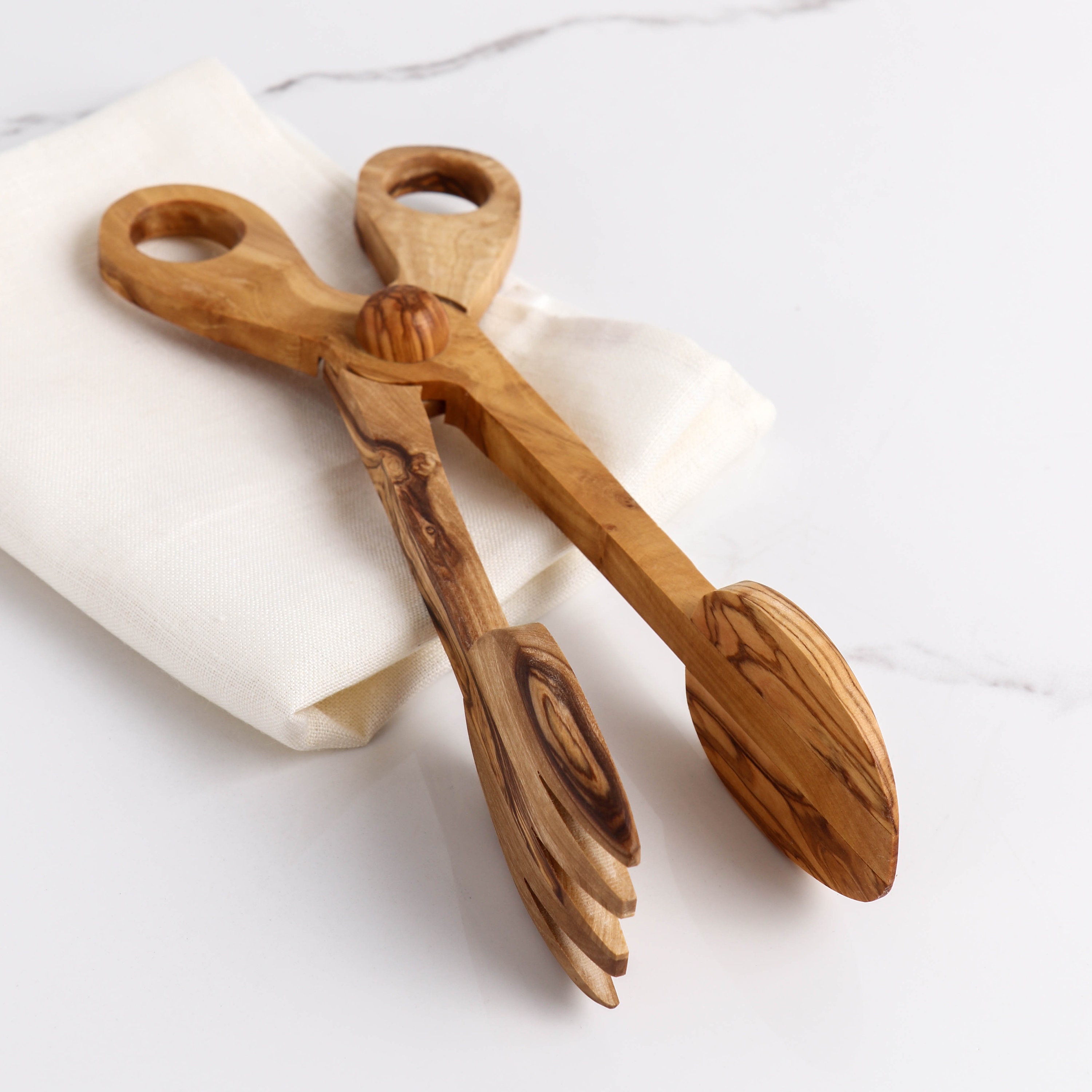 Olive wood toast tongs Bread Tongs Wooden salad tongs Etsy