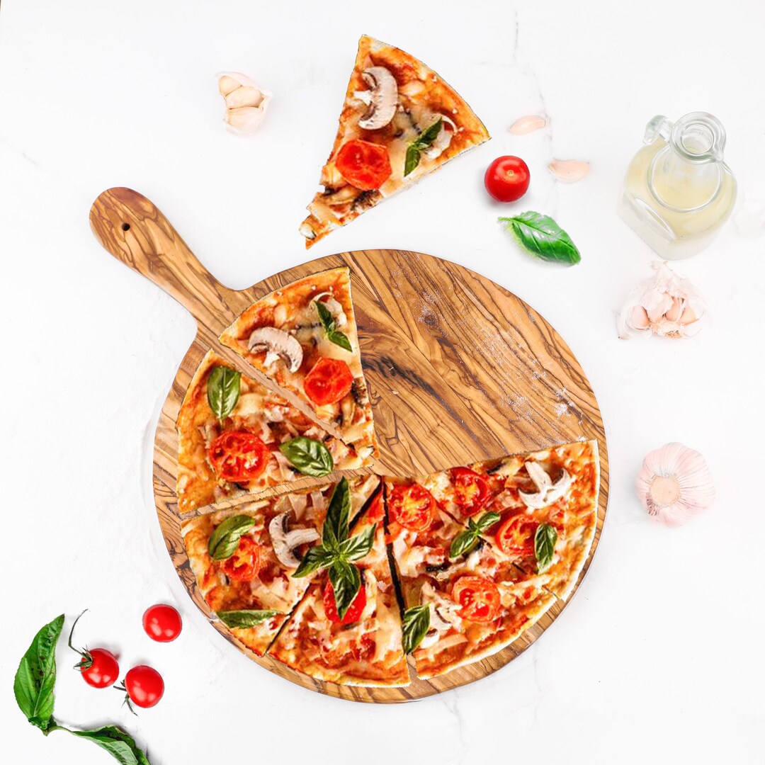 Olive Wood Pizza Board / Wood Pizza Peel / Personalized Pizza Etsy