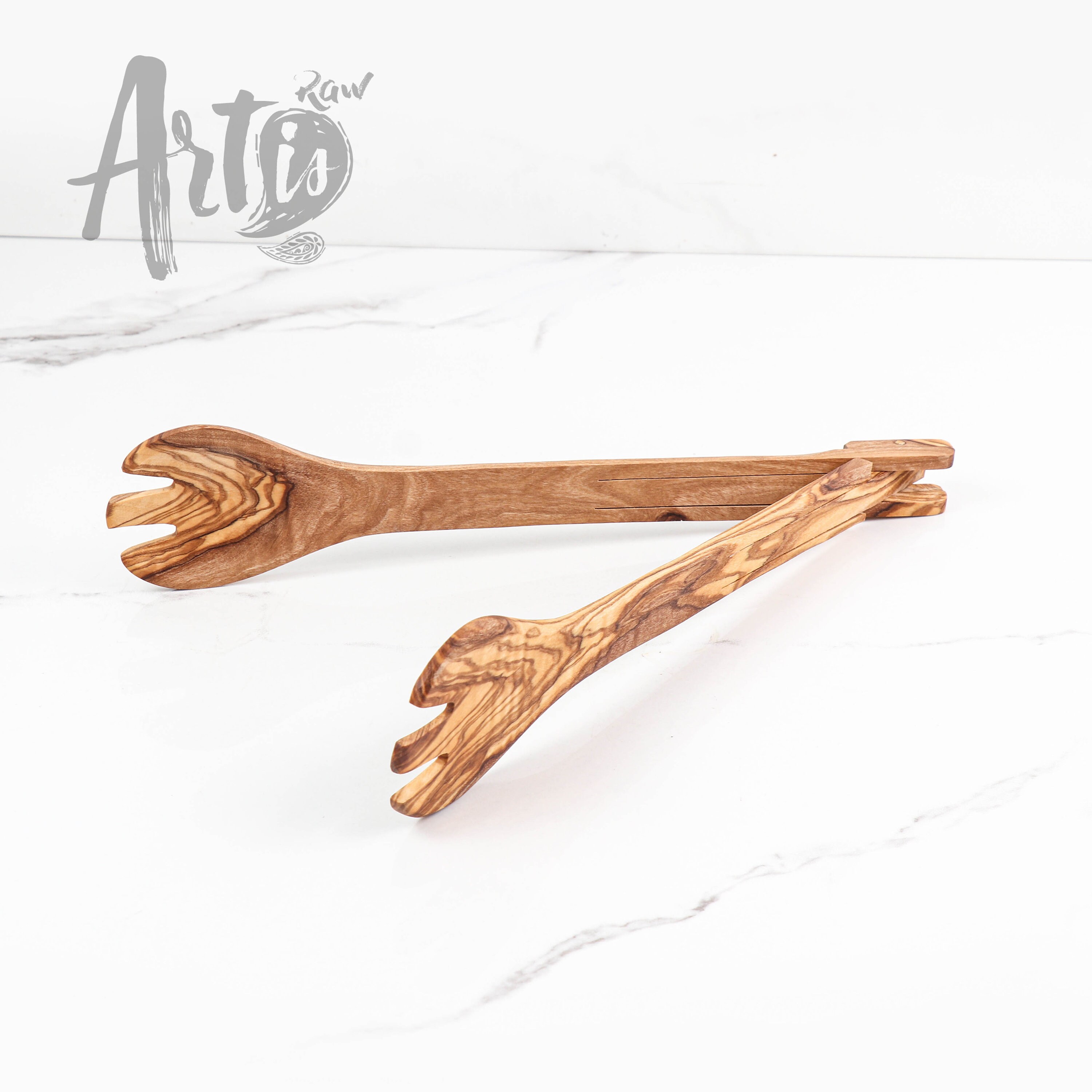 Large Olive wood salad tongs Clip for BBQ Bread Tongs Etsy