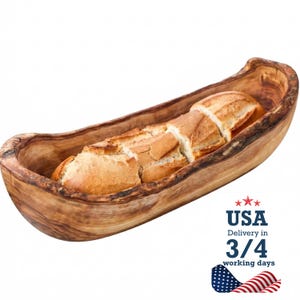 Cesta de pão feita à mão em madeira de oliveira: tigela de servir da cozinha tunisiana