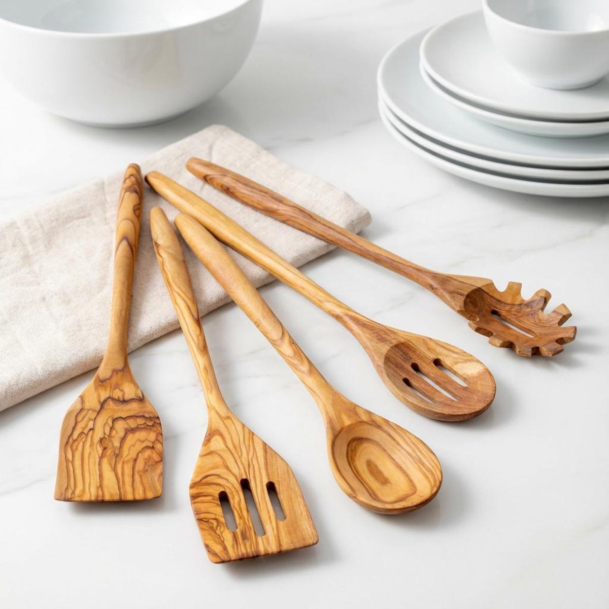 5 Piece Handmade Olive Wood Utensil Set