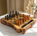 Rustic Olive Wood Chess Set with Storage: Handmade Engraved Chess Gifts product logo