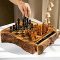 Rustic Olive Wood Chess Set with Storage, Wooden Chess Board with Pieces, Handmade and Engraved Chess Gifts +FREE Personalization & Wood Wax product logo