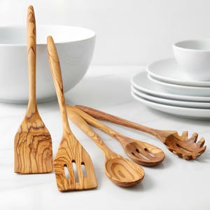 手作りオリーブウッド調理器具セット：地中海風キッチンツール