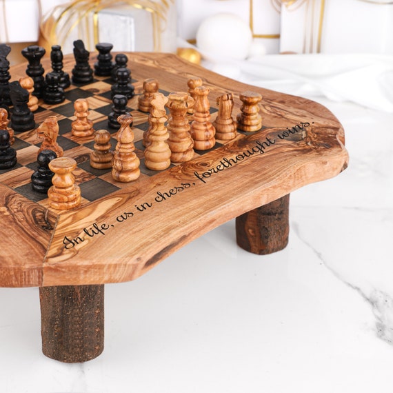 Handmade Olive Wood Chess Board - Wooden Chess Set with Hand Carved Chess  Pieces - Artisraw