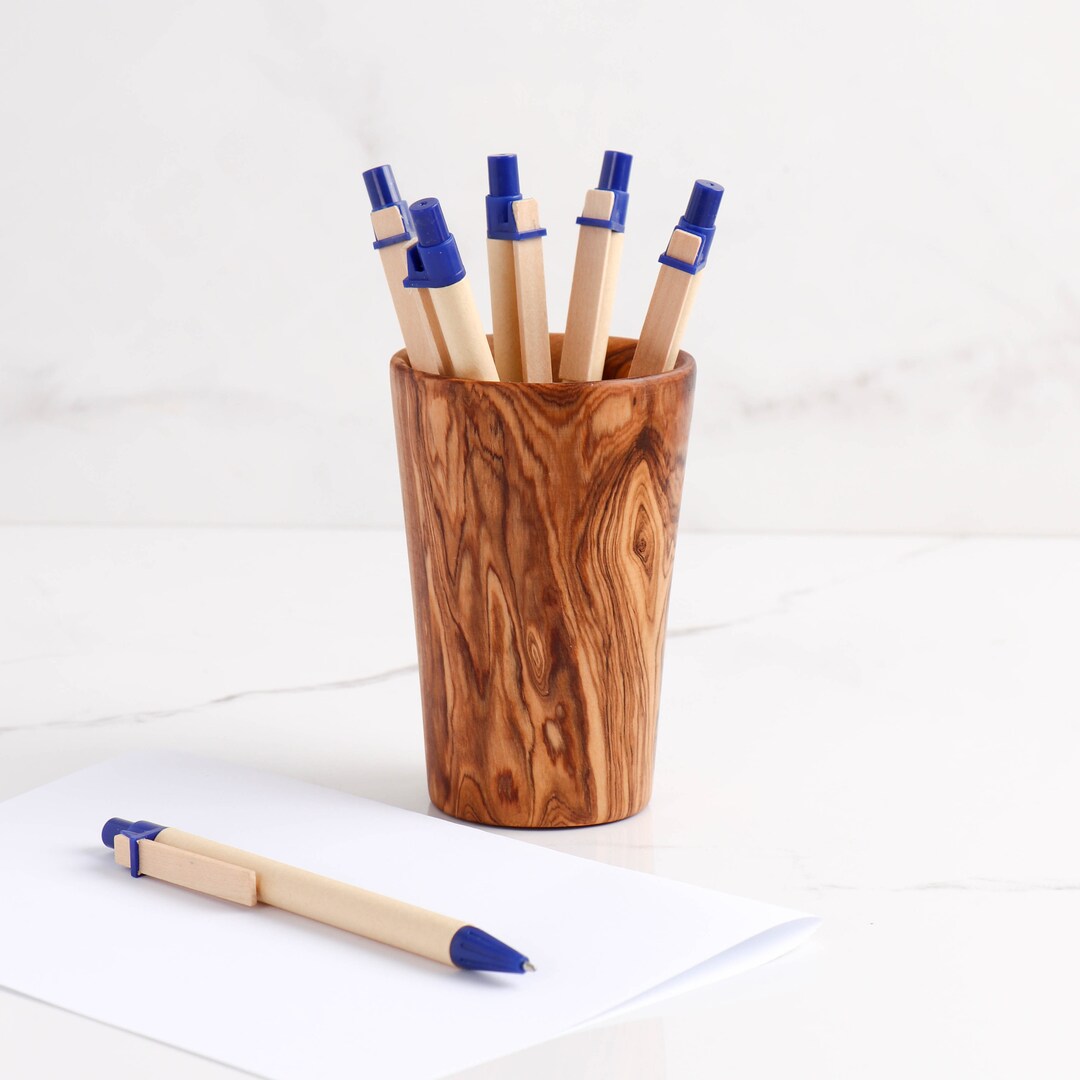 Wooden Pencil Holder Handmade From Tunisian Olive Wood Pen Etsy