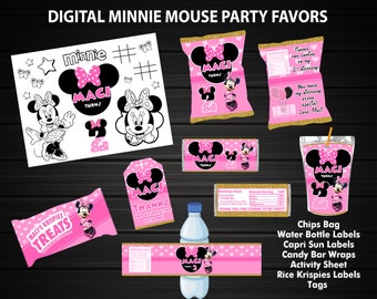 Glitter Mickey with bow Tie Baby Shower Treat Bags Candy Favor PERSONALIZED SET of 12-Fully Assembled with Tissue~Mini Size Free Ship!