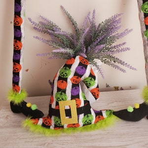 Witch wreath attachment halloween wreath. With legs with hat