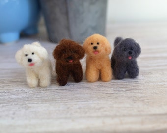 Needle felted poodle dogs, needle felted dog, felted animals Custom color