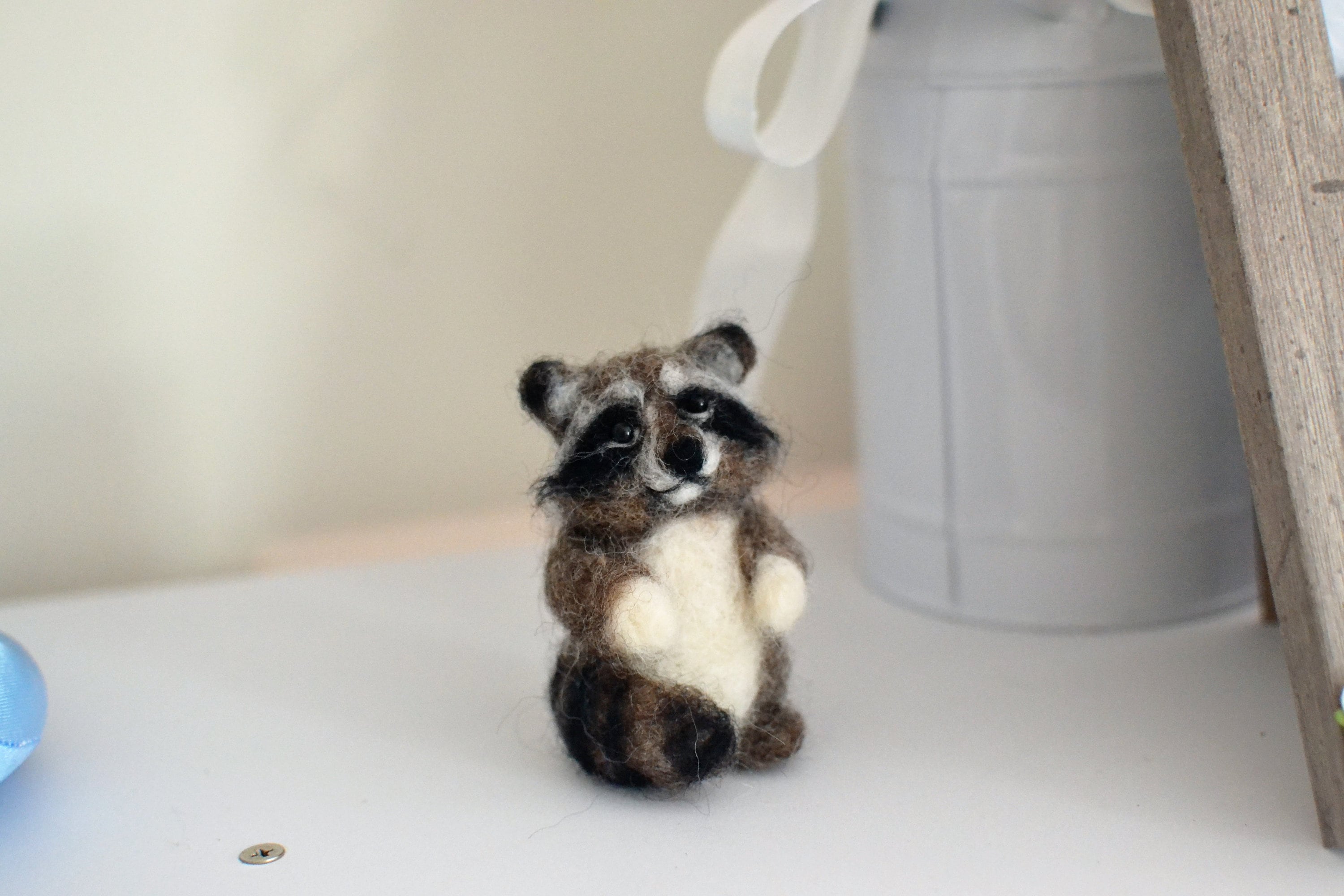 Needle felted racoon. Christmas ornament racoon gift toy wool Etsy