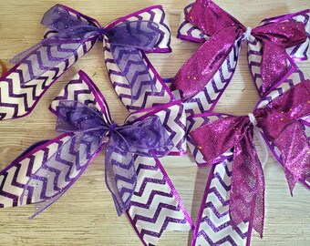 CHRISTMAS bows set of 8 purple violet pink.