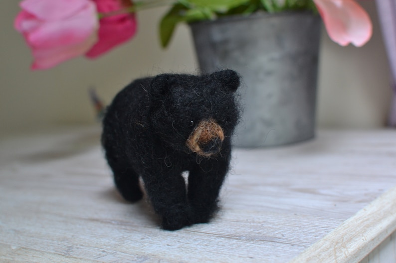 Needle Felted Black Bearblack Bear Toy Needle Felted Animals Etsy