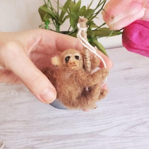 Felted monkey ornament wool monkey.Christmas monkey ornamentReady to ship.