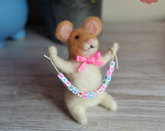 Aiguille feutrée rat rat personnalisé souris feutrée rat cadeau de fête des mères, cadeau d’anniversaire